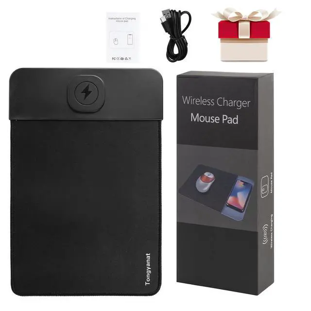 Alt view image 7 of 7 - 15W Wireless Charging Mouse Pad, 2 in 1 Desk Pad with Non-Slip Rubber Base, Fast Qi Wireless Charger for iPhone/Computers/Home Charging Devices, 12.8 * 8.5in Mouse Pad - Gray
