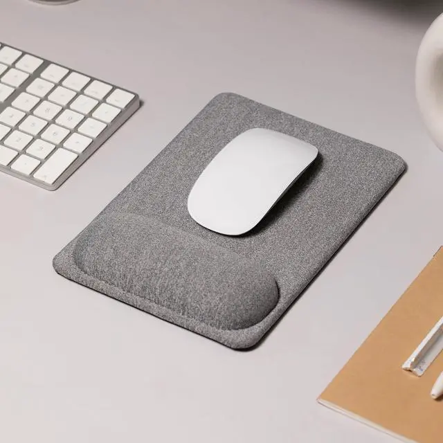 Alt view image 2 of 7 - Compact Ergonomic Mouse Pad with Wrist Rest Support, Pain Relief, Non-Slip Base, Optimized Tracking Surface, Lightweight & Portable, Ideal for Office, Home & Travel, 8.9 x 6.1 in (Grey)
