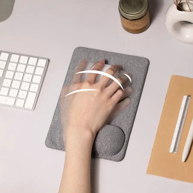 Alt view image 5 of 7 - Compact Ergonomic Mouse Pad with Wrist Rest Support, Pain Relief, Non-Slip Base, Optimized Tracking Surface, Lightweight & Portable, Ideal for Office, Home & Travel, 8.9 x 6.1 in (Grey)