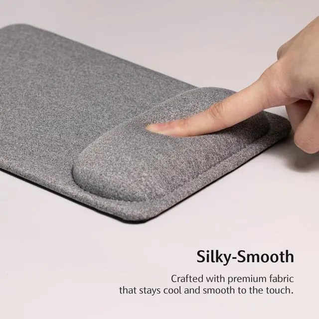 Alt view image 4 of 7 - Compact Ergonomic Mouse Pad with Wrist Rest Support, Pain Relief, Non-Slip Base, Optimized Tracking Surface, Lightweight & Portable, Ideal for Office, Home & Travel, 8.9 x 6.1 in (Grey)