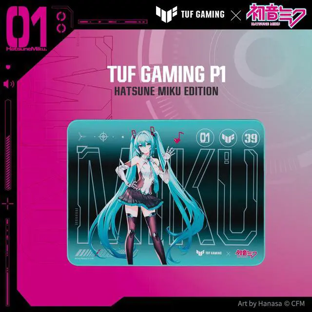 Alt view image 5 of 7 - Gaming P1 Hatsune Miku Edition Portable Gaming Mouse Pad 10 x 8 (Medium Size), Aqua, Protective Coating, Water-Resistant Surface, Durable Anti-Fray Stitching, Non-Slip Rubber Base