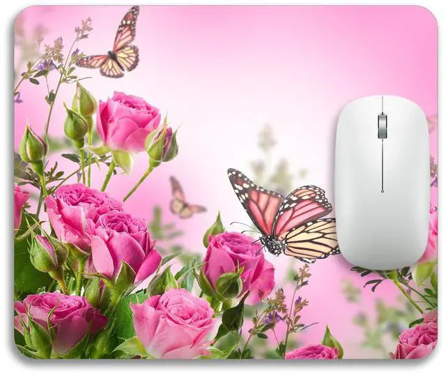 Alt view image 2 of 6 - Beautiful Flowers Plants Mouse Pad Rubber Base Mouse Mat Non-Slip Mousepad for Office Desk Laptop Computer Mouse Pads