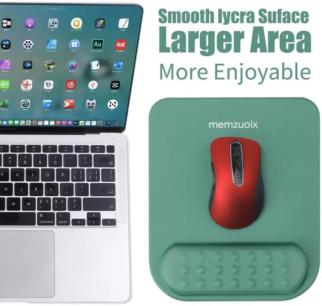 Alt view image 2 of 7 - Teal Ergonomic Mouse Pad with Wrist Rest Support,Premium Memory Foam Cushioning for Pain Relief, Non-Slip PU Base for Stable Smooth Control - Perfect for Laptop, Computer, and Home Office