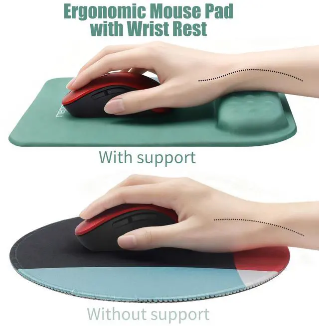 Alt view image 3 of 7 - Teal Ergonomic Mouse Pad with Wrist Rest Support,Premium Memory Foam Cushioning for Pain Relief, Non-Slip PU Base for Stable Smooth Control - Perfect for Laptop, Computer, and Home Office