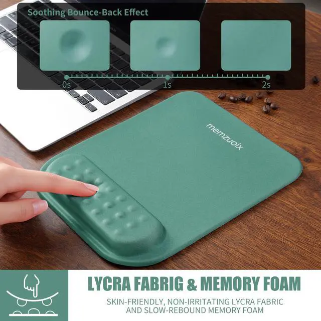 Alt view image 4 of 7 - Teal Ergonomic Mouse Pad with Wrist Rest Support,Premium Memory Foam Cushioning for Pain Relief, Non-Slip PU Base for Stable Smooth Control - Perfect for Laptop, Computer, and Home Office