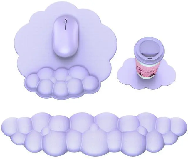 Main image of Cloud Mouse Pad with Wrist Rest, Cloud Keyboard Wrist Rest, Mouse Pad Wrist Support, Ergonomic Keyboard Mouse Wrist Support (Purple)