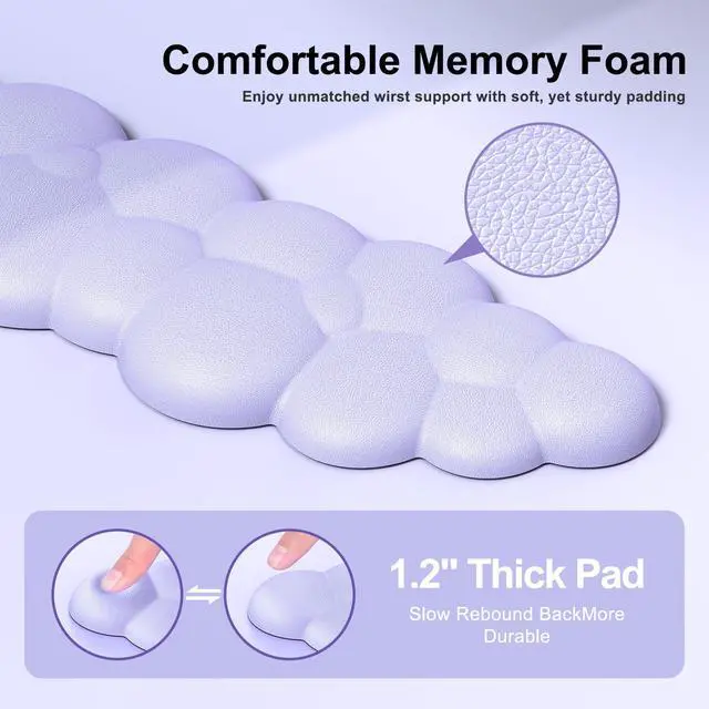 Alt view image 5 of 7 - Cloud Mouse Pad with Wrist Rest, Cloud Keyboard Wrist Rest, Mouse Pad Wrist Support, Ergonomic Keyboard Mouse Wrist Support (Purple)