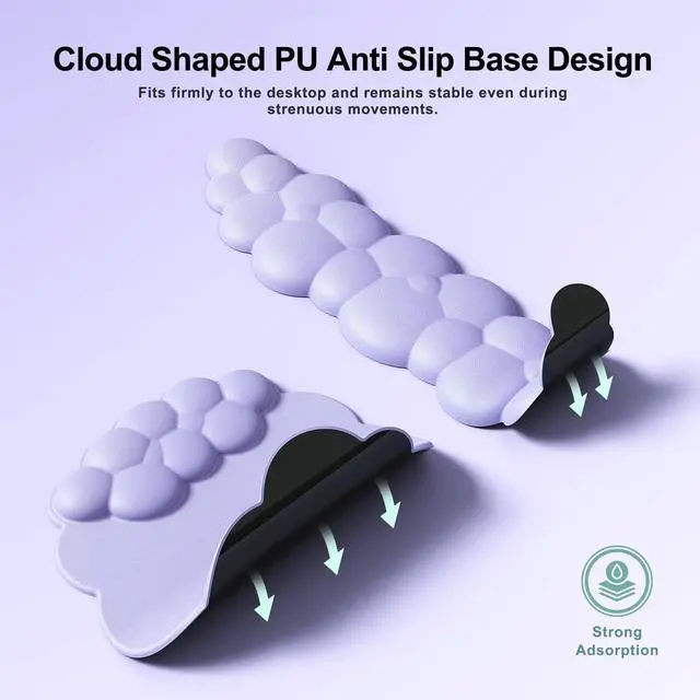 Alt view image 7 of 7 - Cloud Mouse Pad with Wrist Rest, Cloud Keyboard Wrist Rest, Mouse Pad Wrist Support, Ergonomic Keyboard Mouse Wrist Support (Purple)