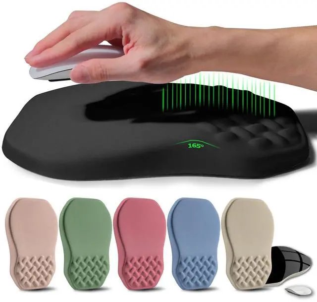 Main image of Ergonomic Raised Mouse Pad Wrist Support with Bilateral Slope Memory Foam Mousepad for Wrist Rest and Carpal Tunnel Pain Relief 11.8x7.9 Black