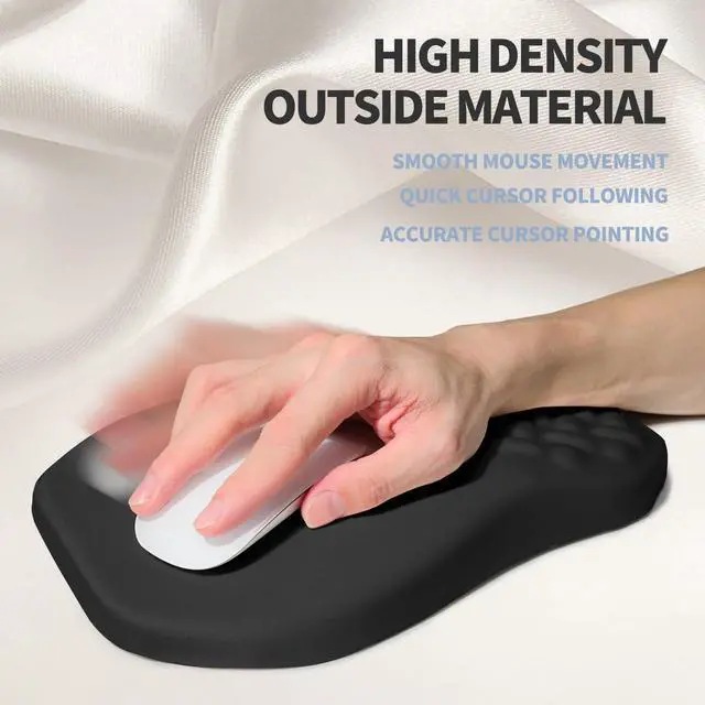 Alt view image 4 of 6 - Ergonomic Raised Mouse Pad Wrist Support with Bilateral Slope Memory Foam Mousepad for Wrist Rest and Carpal Tunnel Pain Relief 11.8x7.9 Black