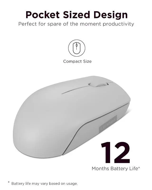 Alt view image 2 of 7 - 300 Wireless Mouse Computer Mouse for PC, Laptop with Windows Ambidextrous Design 2.4 GHz Nano USB Receiver 12 Month Battery Life