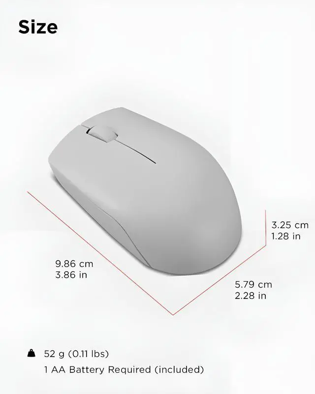 Alt view image 7 of 7 - 300 Wireless Mouse Computer Mouse for PC, Laptop with Windows Ambidextrous Design 2.4 GHz Nano USB Receiver 12 Month Battery Life