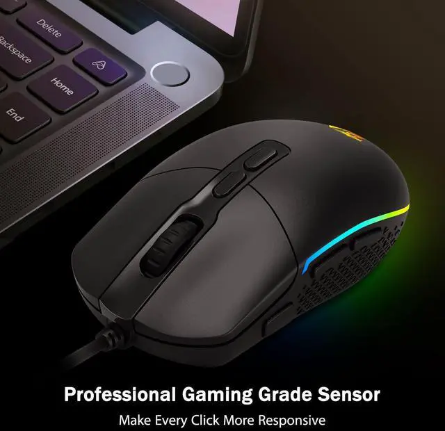 Alt view image 3 of 7 - M719 Antonium RGB Gaming Mouse, 10,000 DPI Optical Wired Gamer Mice with 8 Programmable Buttons & 8 Backlit Modes, Software Supports DIY Keybinds Rapid Fire Button