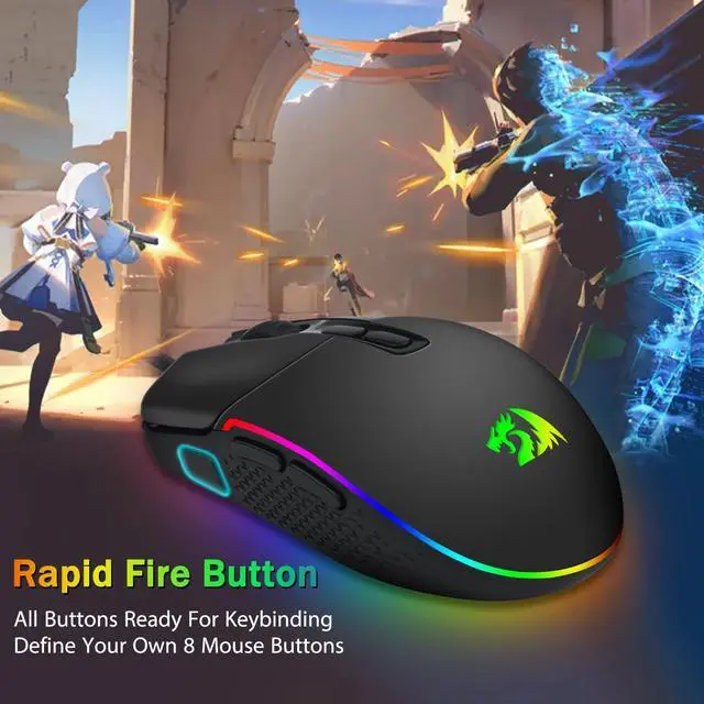 Alt view image 5 of 7 - M719 Antonium RGB Gaming Mouse, 10,000 DPI Optical Wired Gamer Mice with 8 Programmable Buttons & 8 Backlit Modes, Software Supports DIY Keybinds Rapid Fire Button