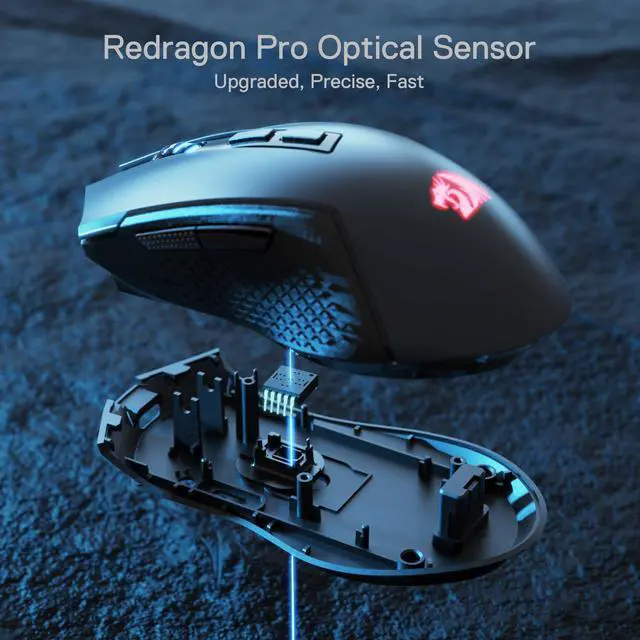 Alt view image 4 of 7 - M693 LIT Wireless Gaming Mouse, 12800 DPI Mice w/ 3-Mode Connection, BT & 2.4G Wireless, 7 Macro Buttons, Reliable Power Capacity for PC/Mac/Laptop