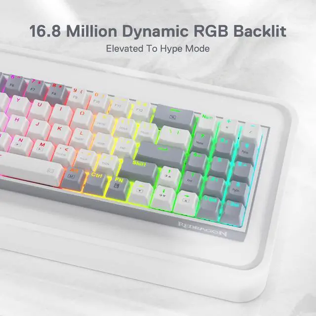 Alt view image 7 of 7 - K628 Pollux 75% Wired RGB Gaming Keyboard, 78 Keys Compact Mechanical Keyboard w/100% Hot-Swap Socket, Free-Mod Plate Mounted PCB & Dedicated Arrow Keys, Quiet Red Switch