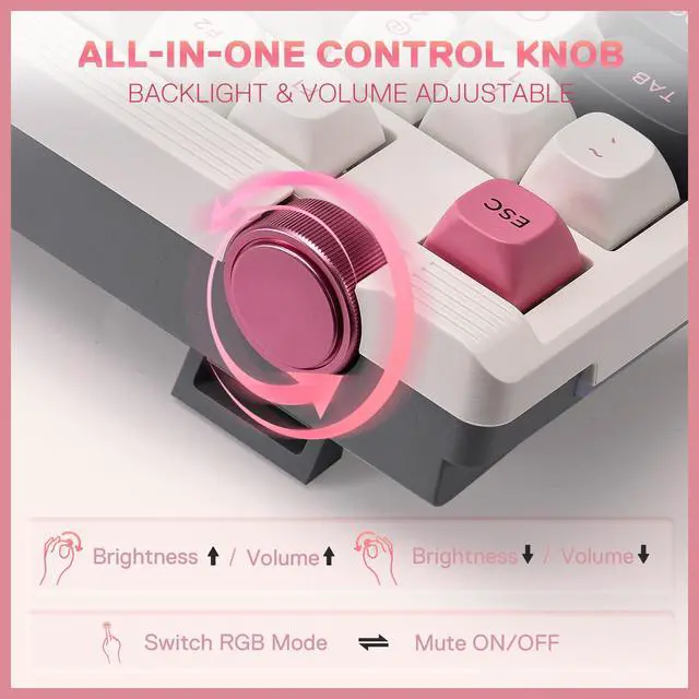 Alt view image 6 of 7 - K729 80% Wired Gasket RGB Gaming Keyboard, 87 Keys TKL Mechanical Keyboard w/Knob Control, Mix-Color PBT Keycaps, Hot-Swap South-Facing Socket & 5-Layer Dampener, Custom Linear Switch