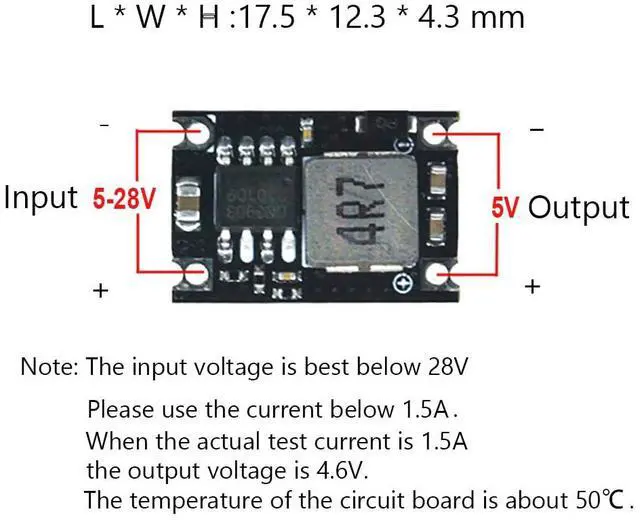 Alt view image 2 of 5 - MP1584EN 5pcs Mini 5V Buck Converter Board - 5-30V to 5V, 1.8A Output, Small Size, Black