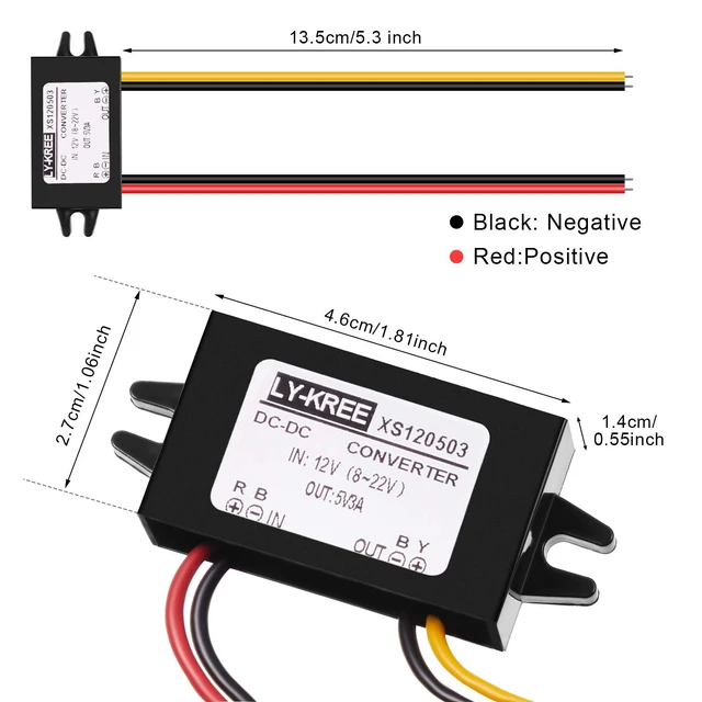 Alt view image 2 of 7 - 3 Pieces Direct Current Converter 12v to 5v 3a 15w Power Adapter