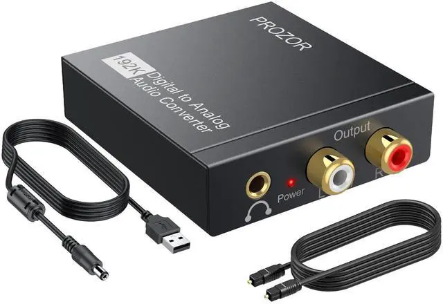 Main image of 192KHz Digital to Analog Audio Converter DAC Digital Optical to RCA Analog L/R Converter, SPDIF Toslink Optical to 3.5mm Jack Adapter for PS3 HD DVD PS4 Amp Apple TV Home Cinema -Aluminum Alloy