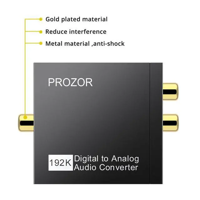 Alt view image 6 of 7 - 192KHz Digital to Analog Audio Converter DAC Digital Optical to RCA Analog L/R Converter, SPDIF Toslink Optical to 3.5mm Jack Adapter for PS3 HD DVD PS4 Amp Apple TV Home Cinema -Aluminum Alloy