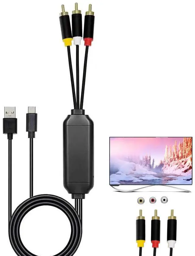 Main image of USB-C to RCA Cable Adapter, 6FT Wired Screen Mirroring for Phone to TV | Compatible with USB-C devices that support DisplayPort Alt Mode