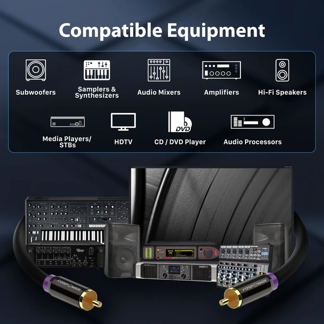Alt view image 6 of 6 - 35FT RCA Subwoofer Audio Cable S/PDIF 24K Gold Plated Male to Male Heavy-duty RCA to RCA subwoofer cable featuring 24K gold-plated connectors, dual shielding & corrosion resistance