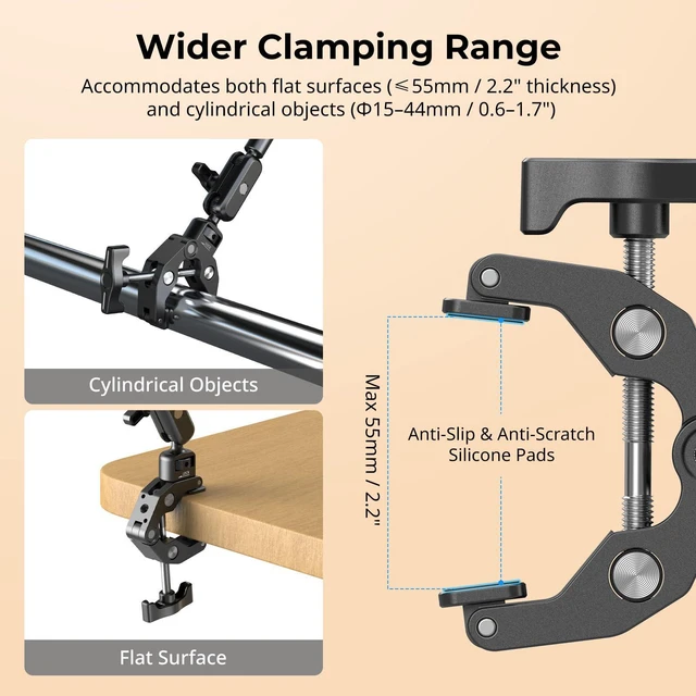 Alt view image 4 of 7 - Desktop Clamp Magic Arm Kit for MagSafe for iPhone, 55cm / 21.6" Two-Stage Adjustable Flexible Arm with Secure Grip for Smartphone, Webcam, Action Cameras - 5626