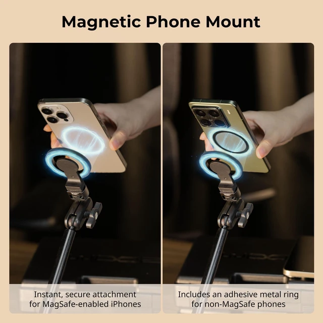 Alt view image 5 of 7 - Desktop Clamp Magic Arm Kit for MagSafe for iPhone, 55cm / 21.6" Two-Stage Adjustable Flexible Arm with Secure Grip for Smartphone, Webcam, Action Cameras - 5626