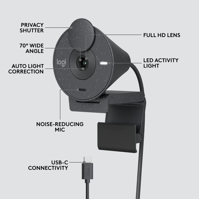 Alt view image 6 of 6 - Logitech Brio 305 Full HD 1080P Business Webcam with Privacy Shutter | Privacy shutter, Mono, Zoom, Microsoft Teams, Google Meet, Nintendo Switch 2 New GameChat Mode, Auto light correction