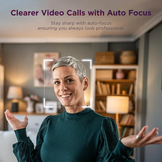 Alt view image 4 of 7 - FHD Webcam, 1080p Resolution, 30 fps, Dual Noise-Cancelling Microphones, AI Noise Cancellation and Enhanced Image Quality, Physical Privacy Shutter, Microsoft Terms Certified, Black