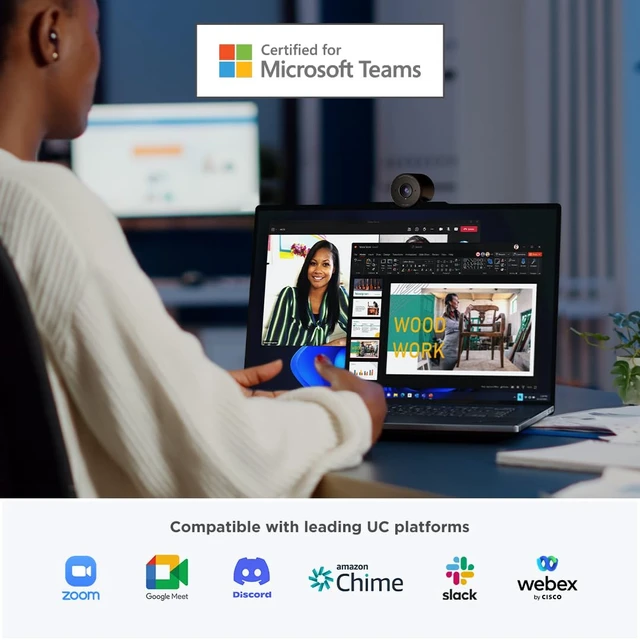 Alt view image 6 of 7 - FHD Webcam, 1080p Resolution, 30 fps, Dual Noise-Cancelling Microphones, AI Noise Cancellation and Enhanced Image Quality, Physical Privacy Shutter, Microsoft Terms Certified, Black