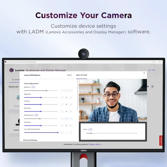 Alt view image 7 of 7 - FHD Webcam, 1080p Resolution, 30 fps, Dual Noise-Cancelling Microphones, AI Noise Cancellation and Enhanced Image Quality, Physical Privacy Shutter, Microsoft Terms Certified, Black