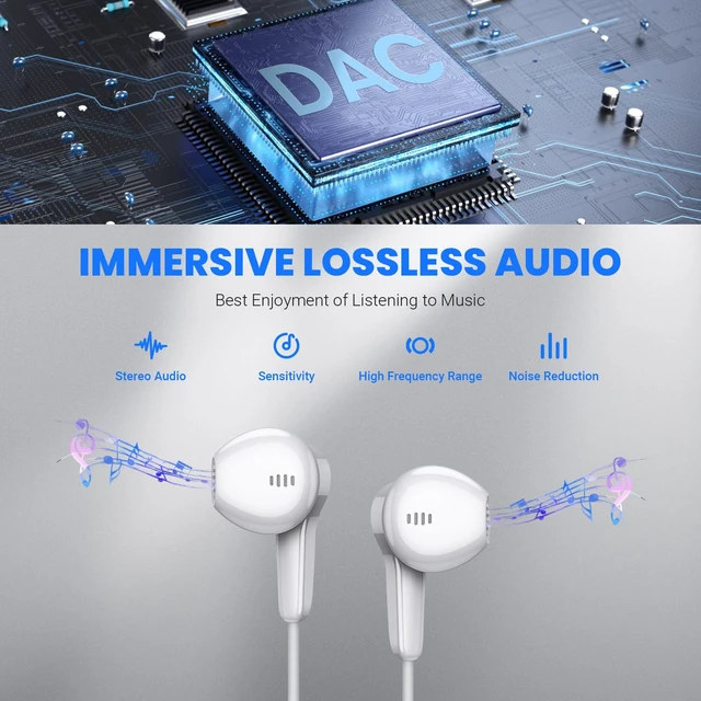 Alt view image 2 of 7 - USB C Headphones for Google Pixel 11 10 9 Pro XL Fold 8 a 7, White Type C Earphone Wired Earbud with Mic Stereo Cord Ear Bud for iPhone 17 Air 16 15 18 Pro Max Duo/Galaxy S26 S25 Ultra S24 S23
