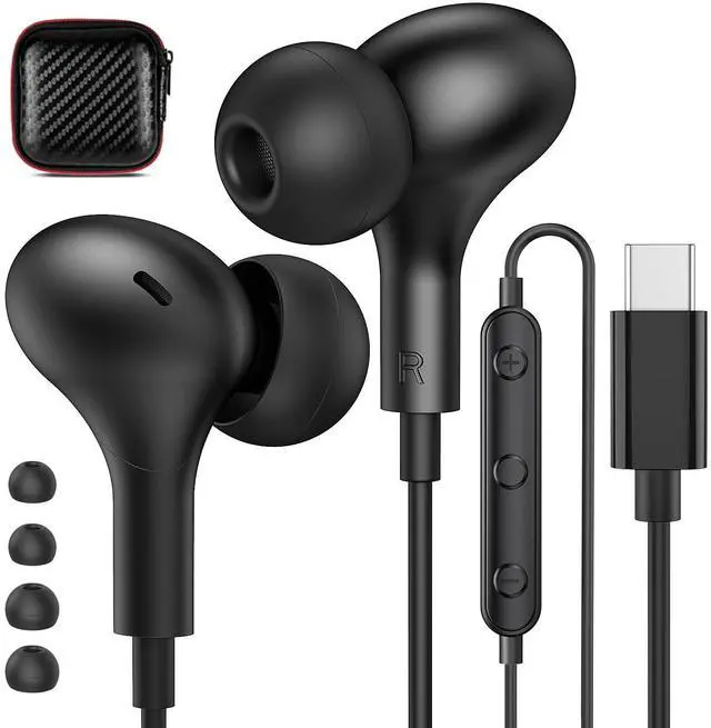 Main image of APETOO USB C Headphones for iPhone 17 16 15/Galaxy S26 Wired Earbud Black