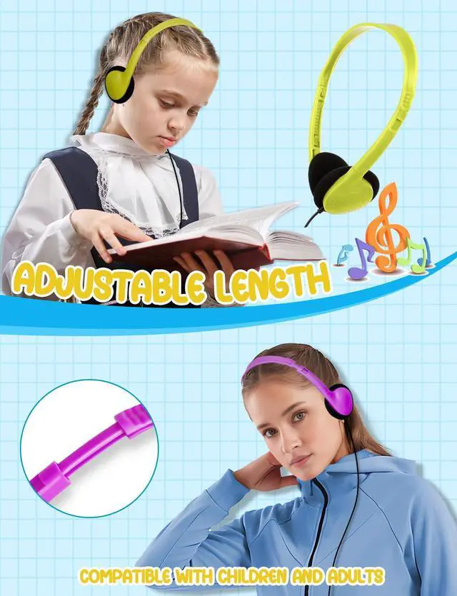 Alt view image 4 of 6 - 20 Pack Bulk Classroom Headphones for Students Kids School | Wholesale Headphones Class Set with 3.5mm Jack for Chromebook Laptop PC Computer (10 Mixed Colors)