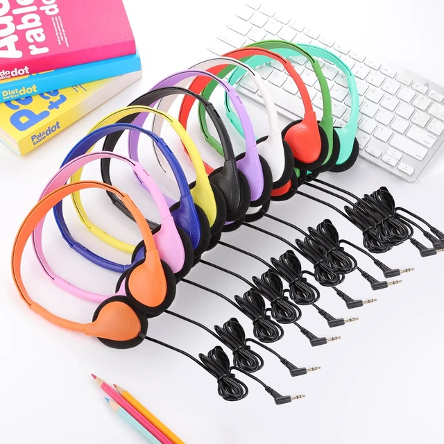 Alt view image 3 of 6 - Ladont 20 Pack Bulk Classroom Headphones for Students Kids School, Wholesale Headphones Class Set with 3.5mm Jack for Chromebook Laptop PC Computer(10 Mixed Colors)