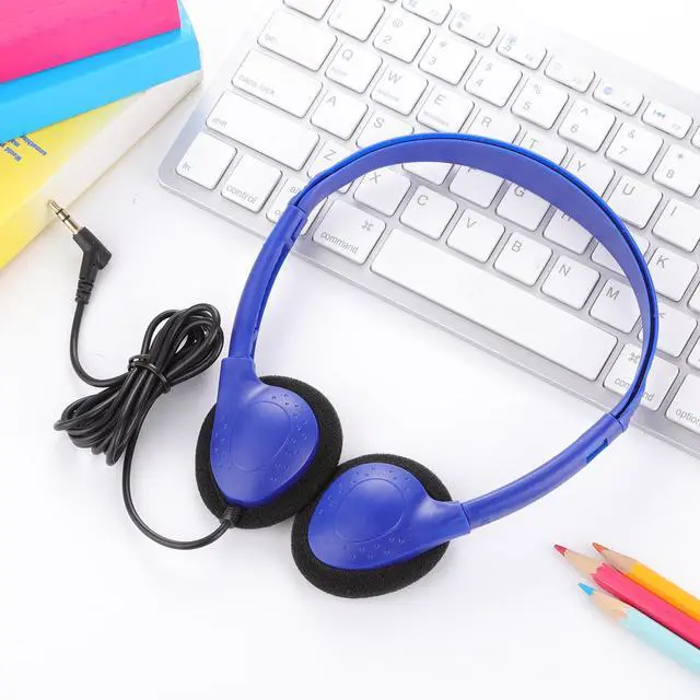Alt view image 7 of 7 - 100 Pack Classroom Headphones,Bulk Headphone for Kids Student School, Wired On-Ear Headphones for Chromebook Laptop Computer, Bulk Wholesale, 3.5mm Jack(Blue)