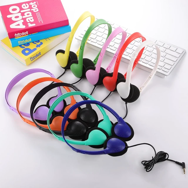 Alt view image 6 of 6 - Ladont 20 Pack Bulk Classroom Headphones for Students Kids School, Wholesale Headphones Class Set with 3.5mm Jack for Chromebook Laptop PC Computer(10 Mixed Colors)
