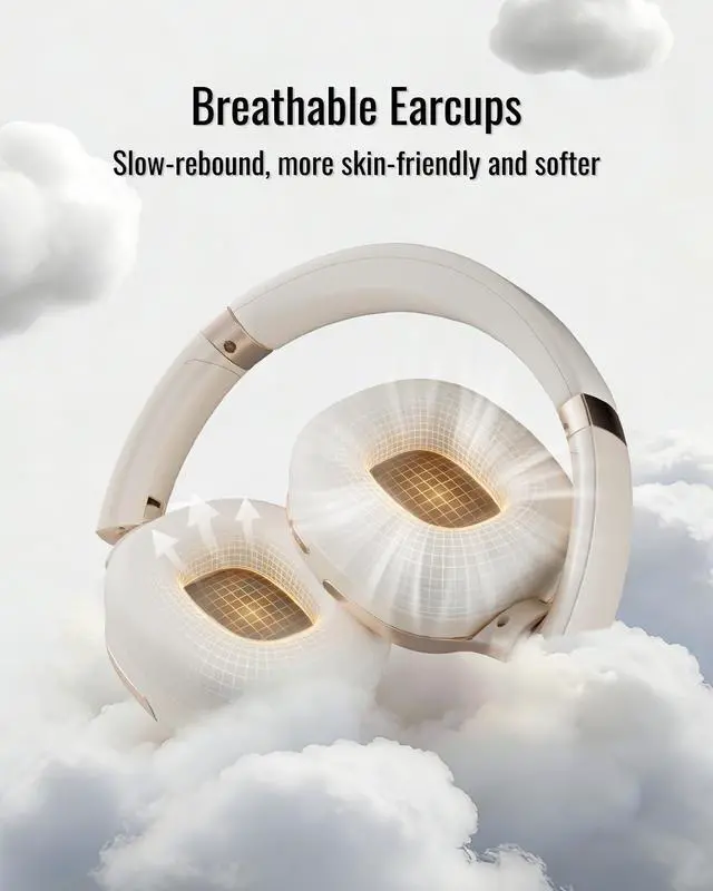 Alt view image 6 of 7 - Hybrid Active Noise Cancelling Headphones, Wireless Over Ear Bluetooth | 50H Long ANC Playtime, Rotatable and Foldable, HiFi Audio Deep Bass, Customized EQ via APP, Transparency Mode