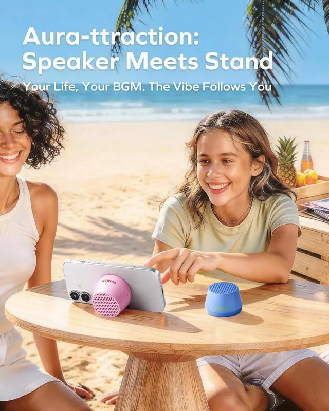 Alt view image 6 of 7 - Mini Portable Bluetooth Speaker - Magnetic Waterproof Speaker with Balanced Sound, 12H Playtime, Indoor Speaker True Wireless Stereo Pairing for Home, Bedroom, Bathroom, Gift Ideas, White