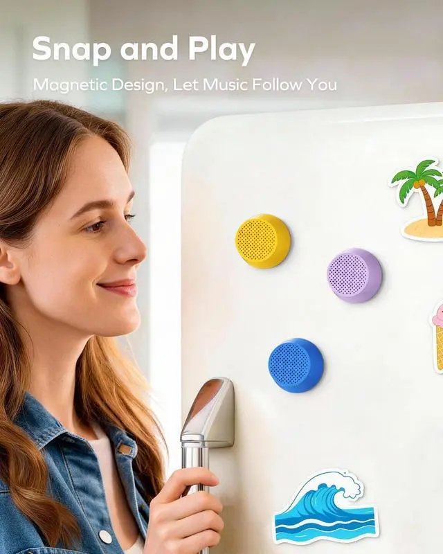 Alt view image 7 of 7 - Mini Portable Bluetooth Speaker - Magnetic Waterproof Speaker with Balanced Sound, 12H Playtime, Indoor Speaker True Wireless Stereo Pairing for Home, Bedroom, Bathroom, Gift Ideas, White