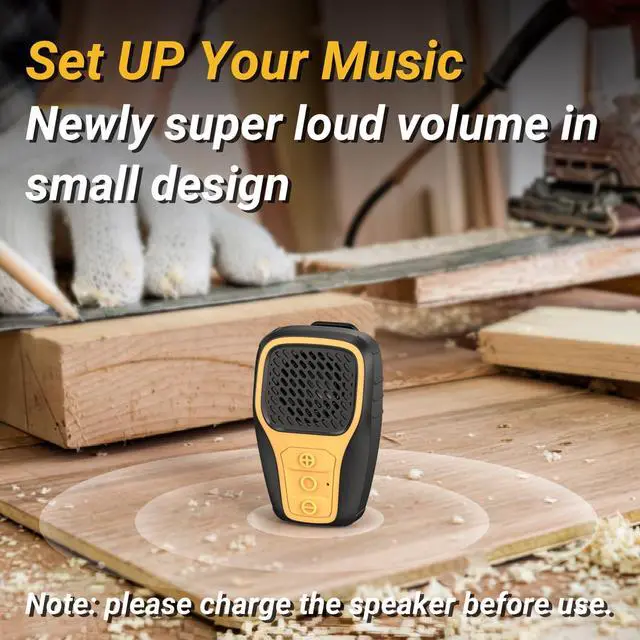 Alt view image 3 of 7 - Wearable Bluetooth Speaker, Clip-on Wireless Portable Speakers, IP67 Waterproof Clip Speaker, Built-in Mic for Hands-Free Music/Calls, Mini Speaker for Work/Home/Outdoor(Yellow)