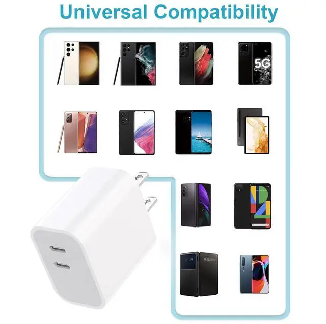 Alt view image 4 of 7 - USB C Charger Block Fast Charging,Charger Adapter,4 Pack Type C Wall Charger with 6FT Fast Charging Cable for iPhone 17/17 Plus/17 Pro Max/16/16 Pro Max/15 Pro Max (White, Dual USB Type C)
