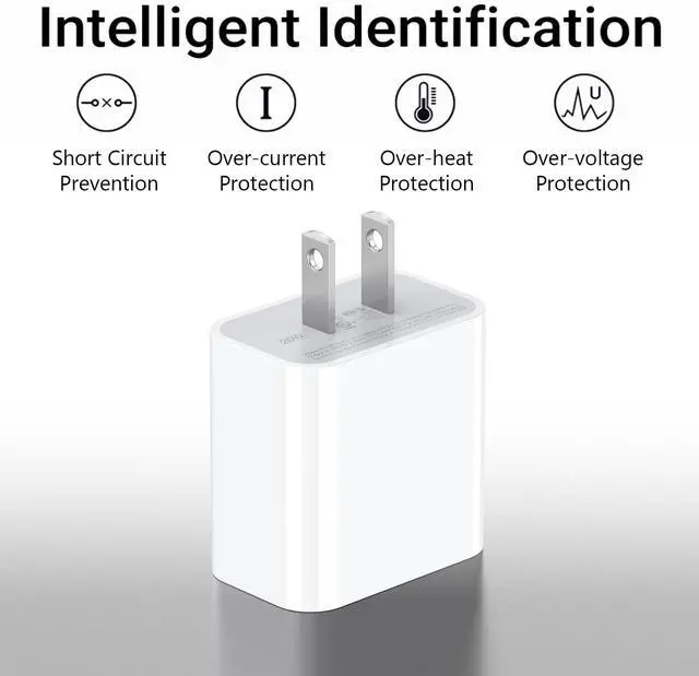 Alt view image 2 of 6 - 2 Pack 20W USB C Charger Block, Type C Fast Charging Wall Charger Power Adapter Brick Cube for iPhone 17/Pro/Pro Max/17 Air/ 16/16 Pro/16 Pro Max/15/Plus/Pro/Pro Max (White)