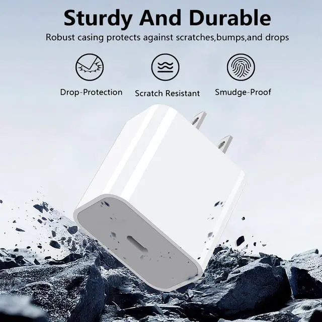 Alt view image 3 of 6 - 2 Pack 20W USB C Charger Block, Type C Fast Charging Wall Charger Power Adapter Brick Cube for iPhone 17/Pro/Pro Max/17 Air/ 16/16 Pro/16 Pro Max/15/Plus/Pro/Pro Max (White)