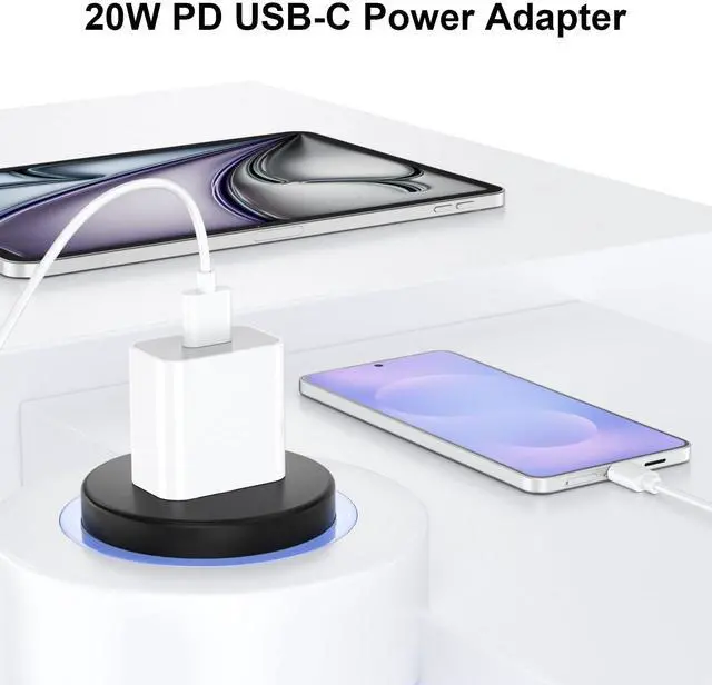 Alt view image 6 of 6 - 2 Pack 20W USB C Charger Block, Type C Fast Charging Wall Charger Power Adapter Brick Cube for iPhone 17/Pro/Pro Max/17 Air/ 16/16 Pro/16 Pro Max/15/Plus/Pro/Pro Max (White)