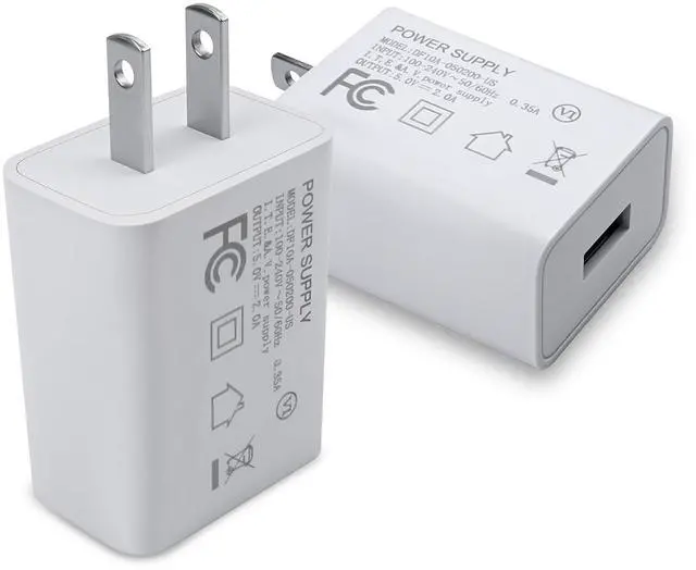 Main image of 5V 2A Power Adapter UL Certified,USB Wall Charger Block Plug Box AC Fast Charging Cube Brick Home Travel Use for iPhone 13/14/15/16/17 Pro/Pro Max/Plus, XS/XR/X, Watch Series 8/7 2Pack
