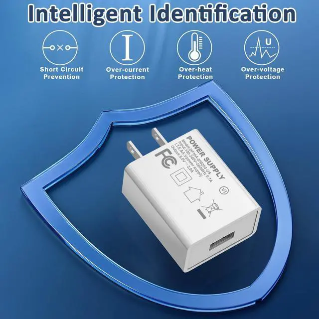 Alt view image 3 of 7 - 5V 2A Power Adapter UL Certified,USB Wall Charger Block Plug Box AC Fast Charging Cube Brick Home Travel Use for iPhone 13/14/15/16/17 Pro/Pro Max/Plus, XS/XR/X, Watch Series 8/7 2Pack