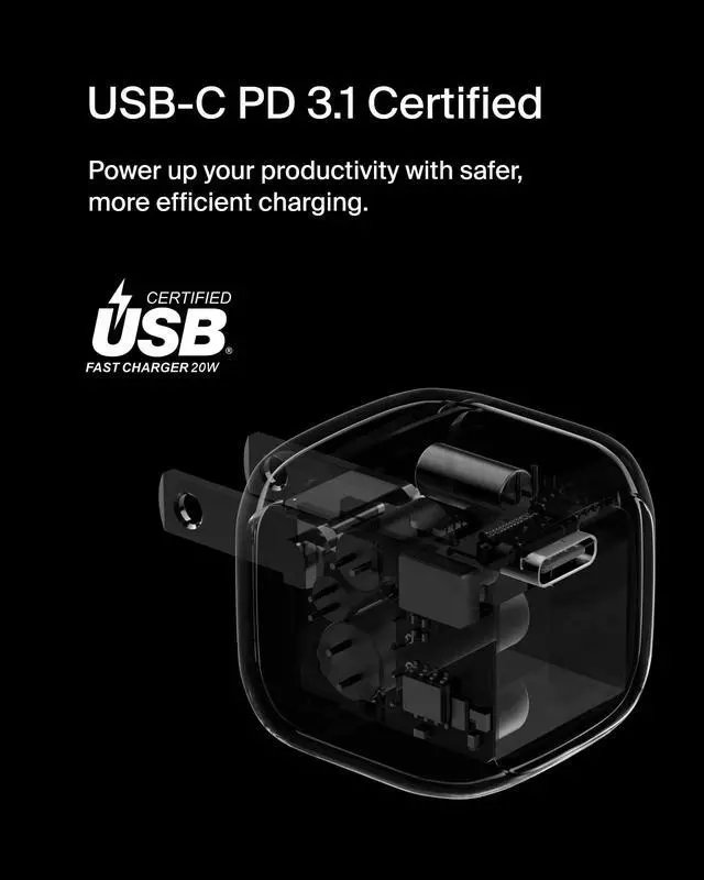 Alt view image 5 of 7 - USB C Charger Block 20W, Fast Charging Block, Type C Wall Charger, Compatible w/Apple iPhone 17, Air, Pro, AirPods, Apple Watch, Samsung Galaxy S26, Google Pixel 10, iPad,etc - White